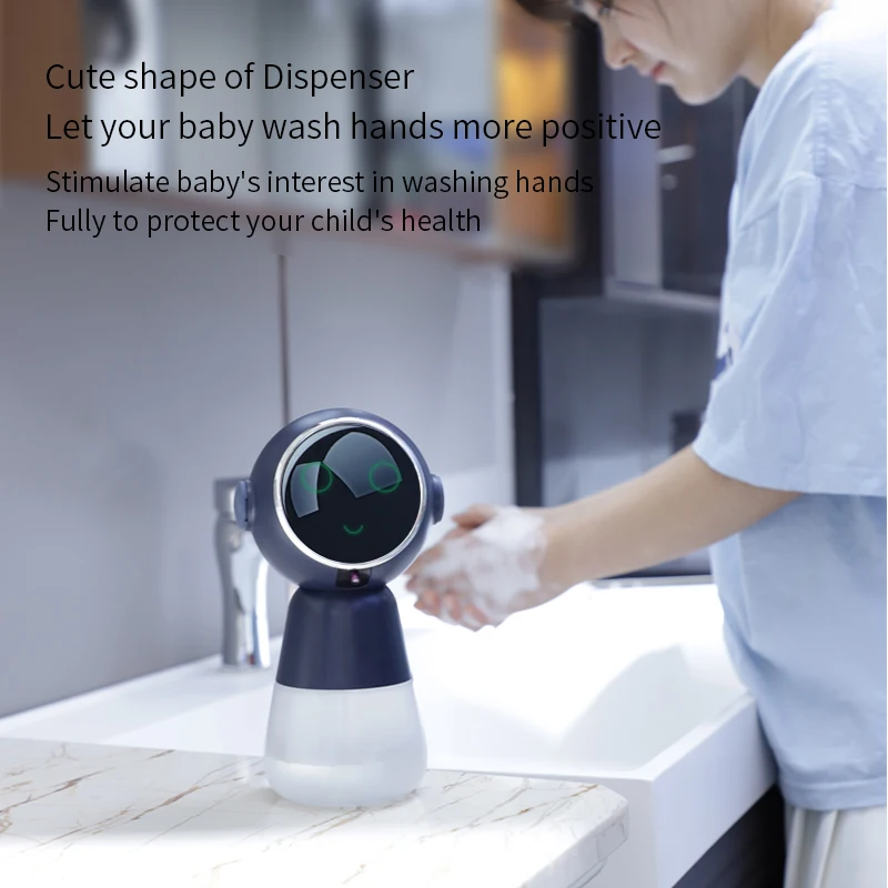 2023 New Automatic Foam Soap Dispensers Bathroom Smart Washing Hand Machine with USB Charging White High Quality ABS Material