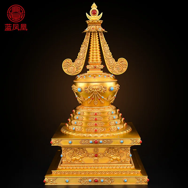 CX brass stupa ornament zunsheng tower Tibetan tantra offering tower