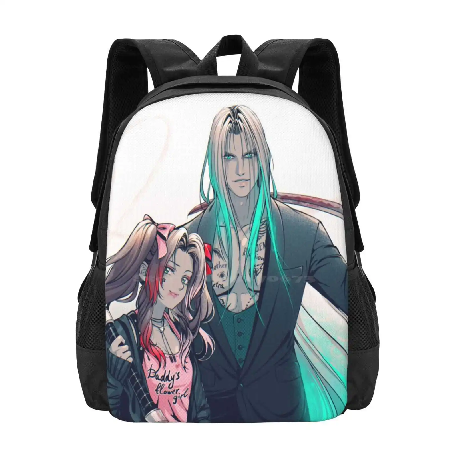 Jokeroth X Aeri Quinn Hot Sale Schoolbag Backpack Fashion Bags Game Fanart Final Fantasy 7 Ffvii Ff7 Sephiroth Aeriseph Silver