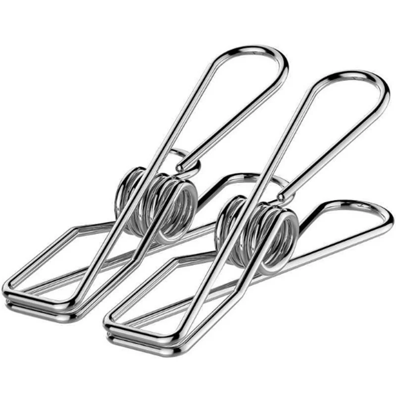20pcs Stainless Steel Clothes Pegs Home Hanging Clips Pins Laundry Windproof Clamps Clothing Clamps Sealing Clip Cloth Organizer