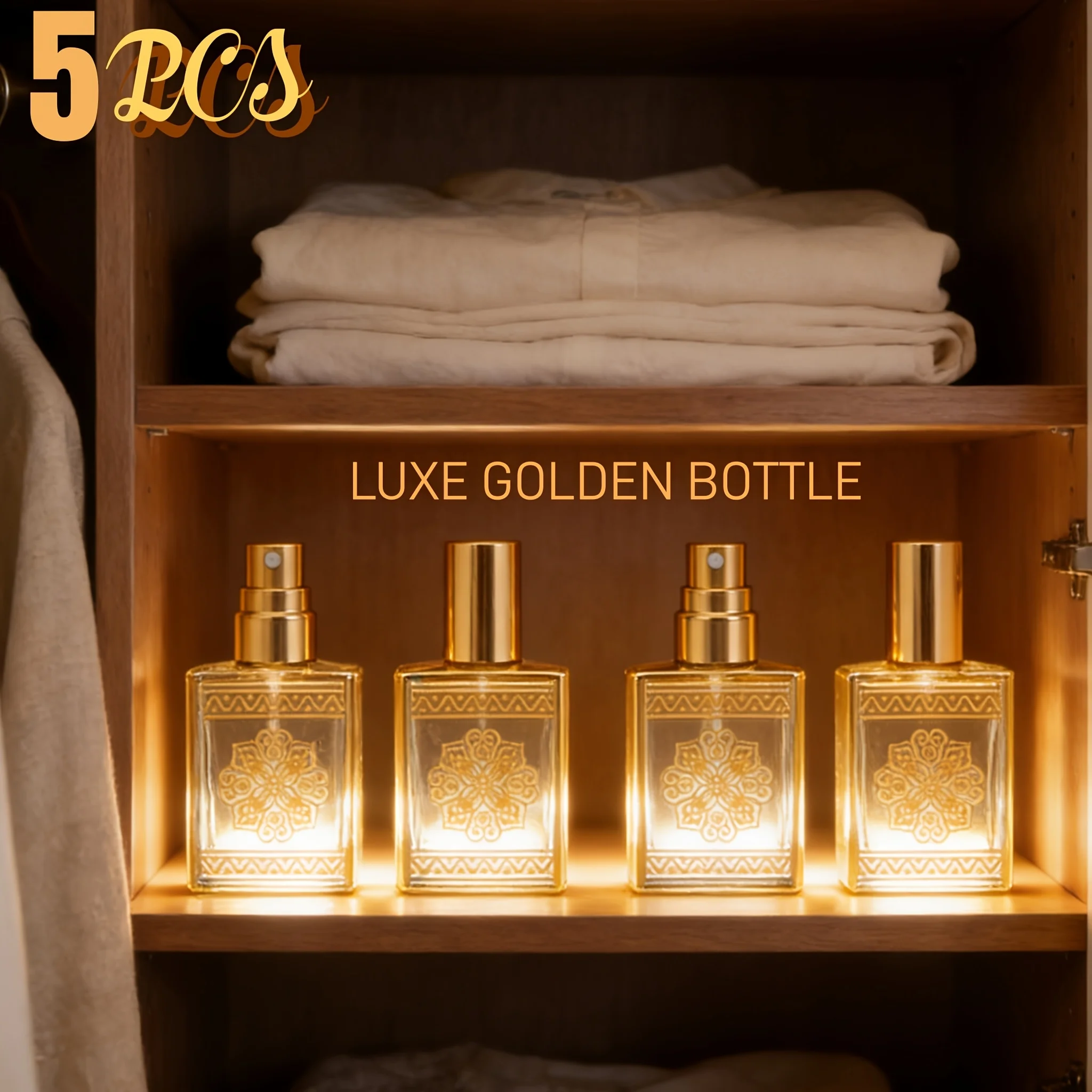 2/5pcs Perfume Bottle Spray 15ML Glass Empty Perfume Atomiser Refillable Leak-proof High-end Travel Bottle(Random Pattern Style）