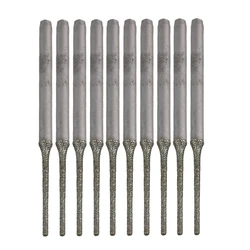 10x Lapidary Diamond Coated Solid Bits Gems Drilling Needle 1mm Silver