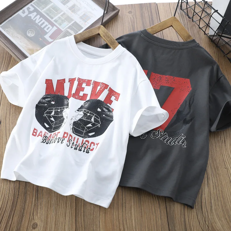 

4-7T summer children kids boys fashion casual cotton short sleeve T shirt
