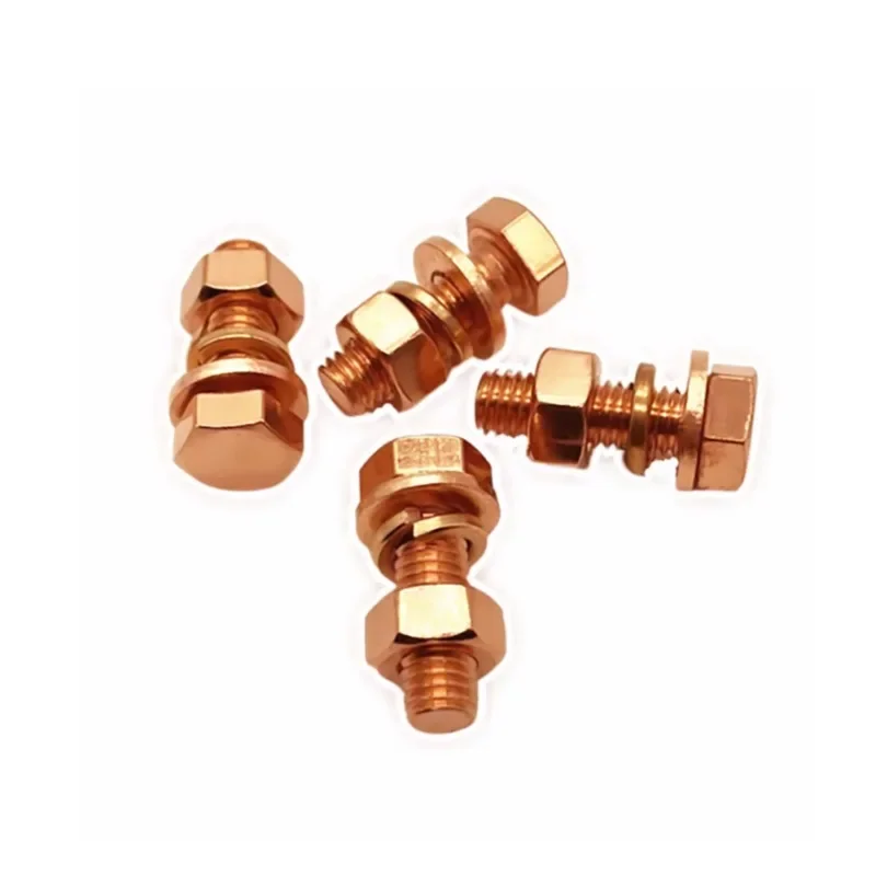 M3/M4/M5/M6/M8 T2 Copper Outer Hexagonal Screw Nut Flat Washer Set / Electrolytic Bolt Length 6-80mm