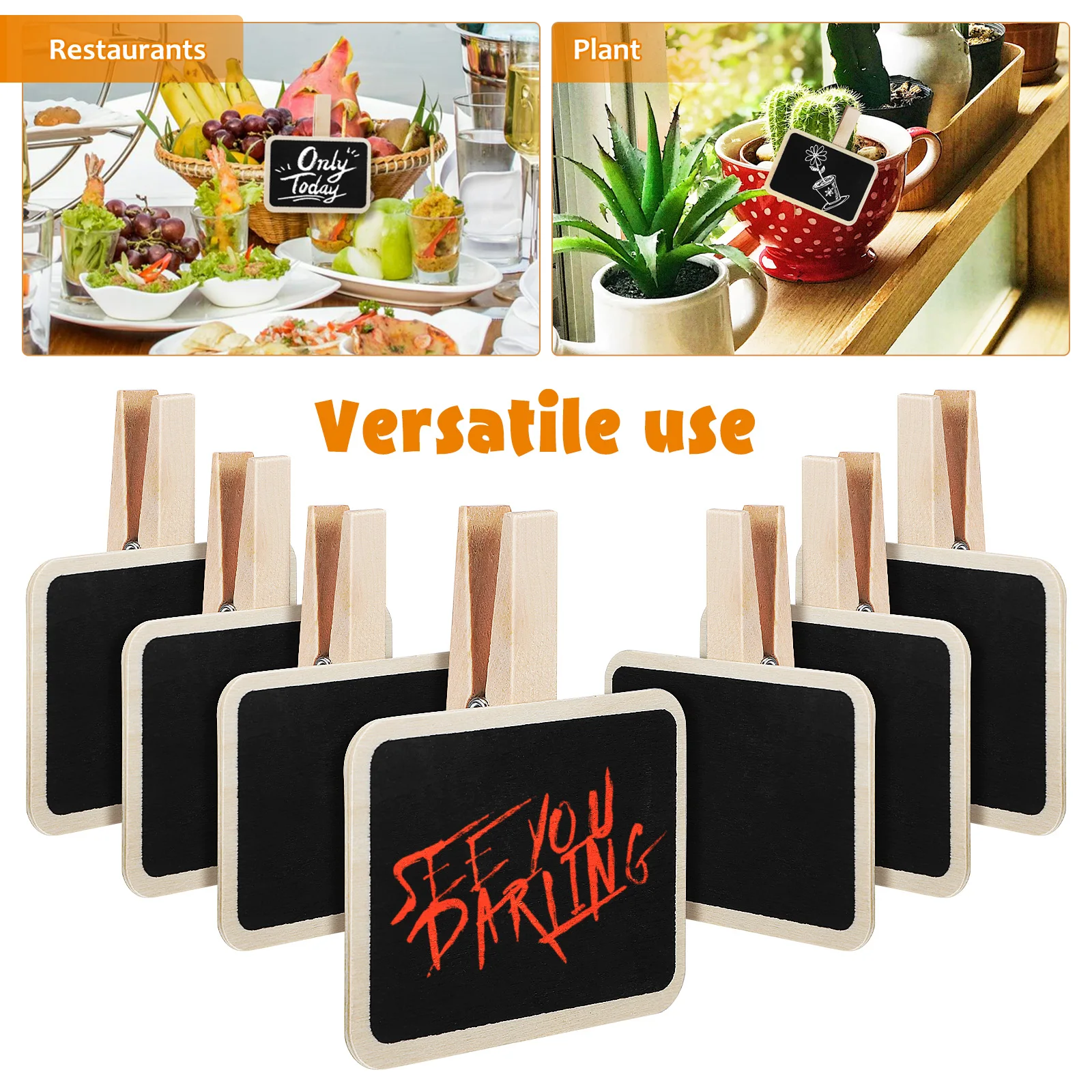 

20 pcs Mini Chalkboard Clips 7 2x6 8x4 8cm Square Wooden Food Labels for Party Buffet Photo Display Easel Signs Reusable