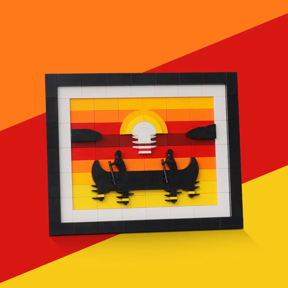 Moc 3d Art Painting Kano Bij Zonsondergang Model Bouwstenen Creativiteit Decoratief Schilderen Landschapsdecoratie Bakstenen Speelgoed Cadeau