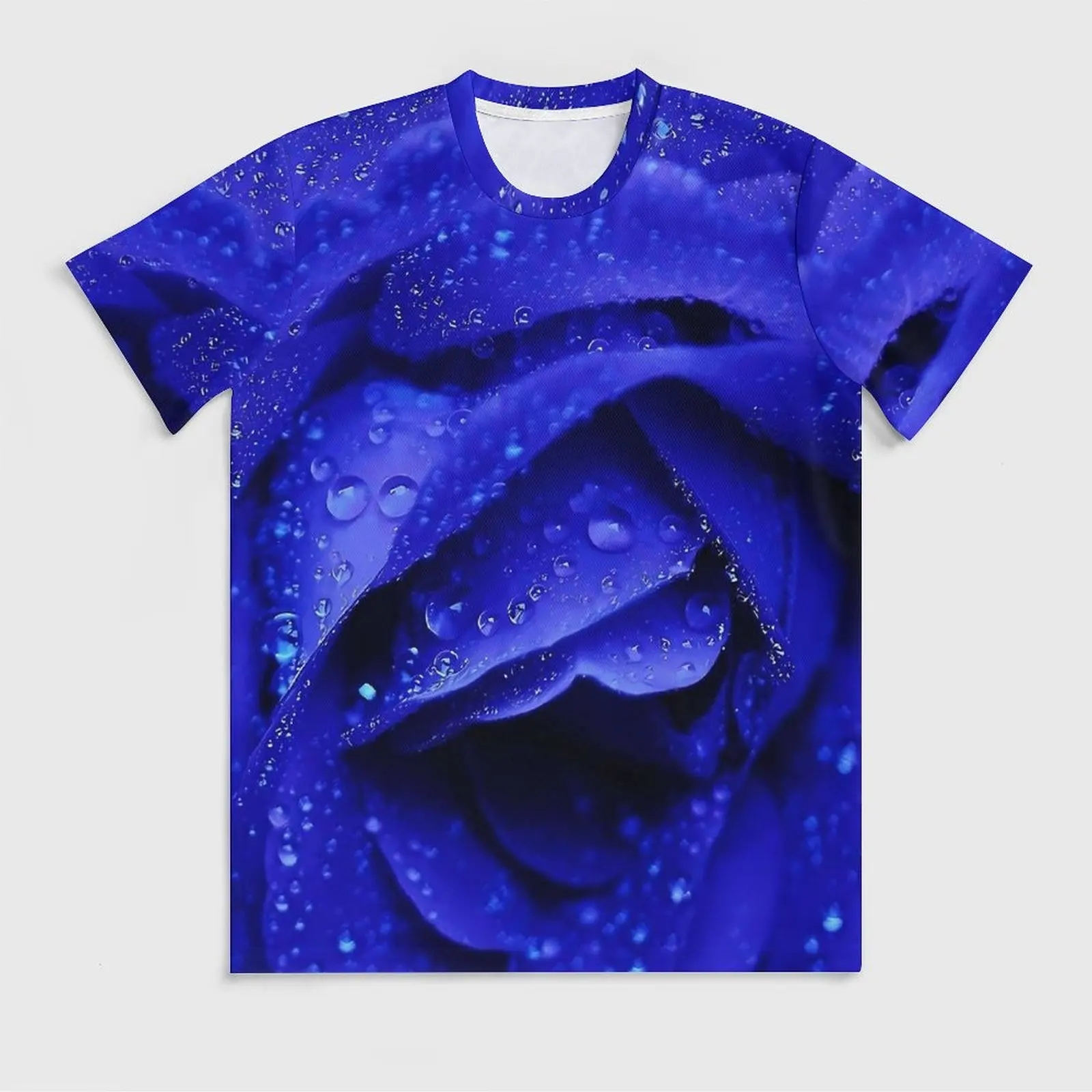 Blue Fower T Shirt Rose Print Men Novelty T-Shirts Beach Graphic Tee Shirt Short Sleeve Classic Oversize Tops Gift Idea