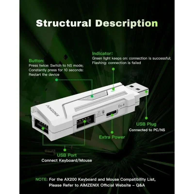 

AX200 ПК игровой K & M конвертер/адаптер, для игровых консолей, улучшенный игровой опыт, геймерский аксессуар