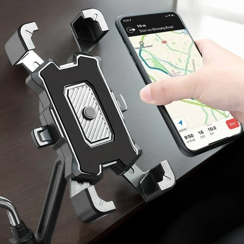 

360° Rotatable Electric Bike Phone Holder - Non-Slip MTB/Motorcycle Stand Bracket for iPhone (Secure)