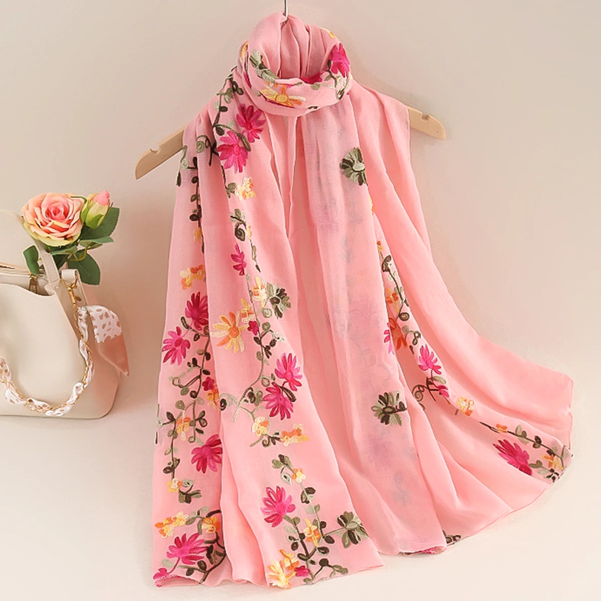 New spring and summer female literary national wind shawls cotton and linen long sunscreen travel scarf dual-purpose embroidery