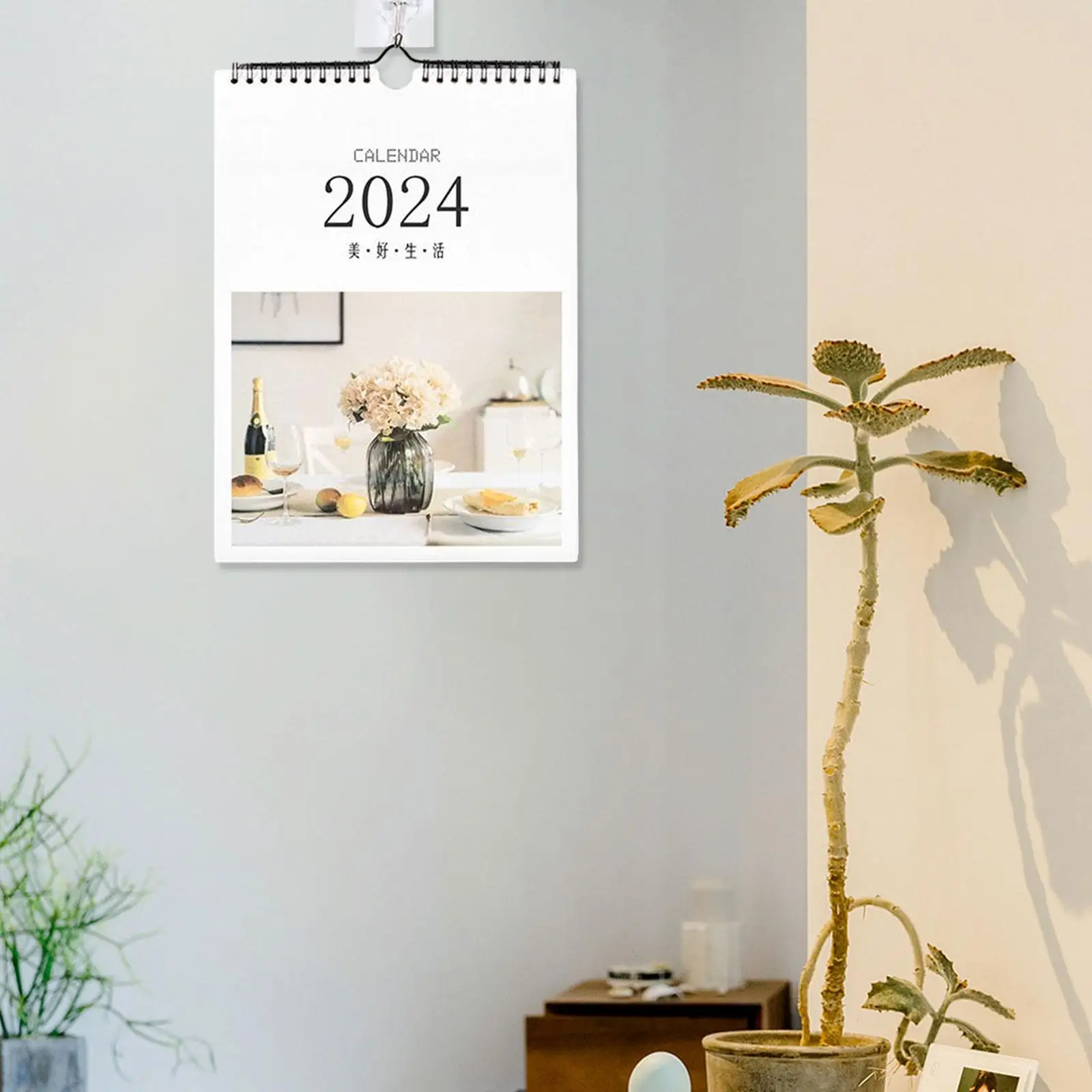 Coil Wall Calendar with Hook Hanging Sept 2023 - DEC 2024 Monthly Calendar for Holiday Office School Living Room New Year