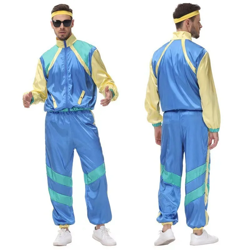 

70' S Retro Disco Clothes Set Adult Men Cosplay Party Stage Costume Shell Suit Fancy Dress Costume Fashion Sportswear