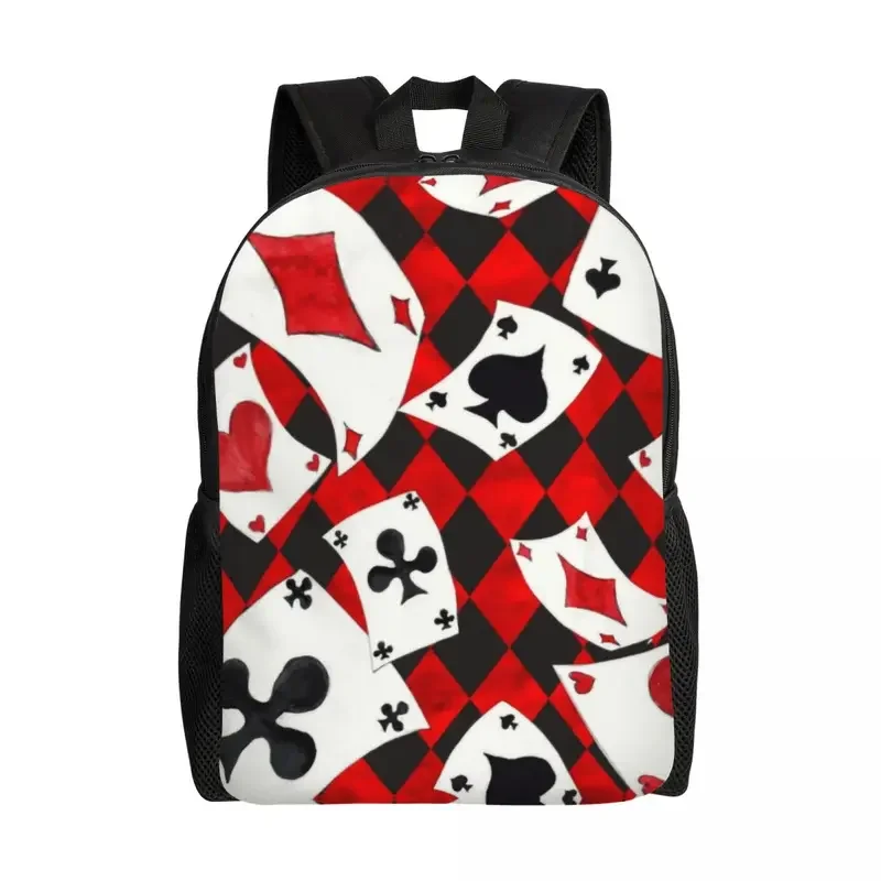 Cool Poker Playing Cards Pattern Backpacks College School Student Bookbag Fits 15 Inch Laptop Gambling Card Game Bags