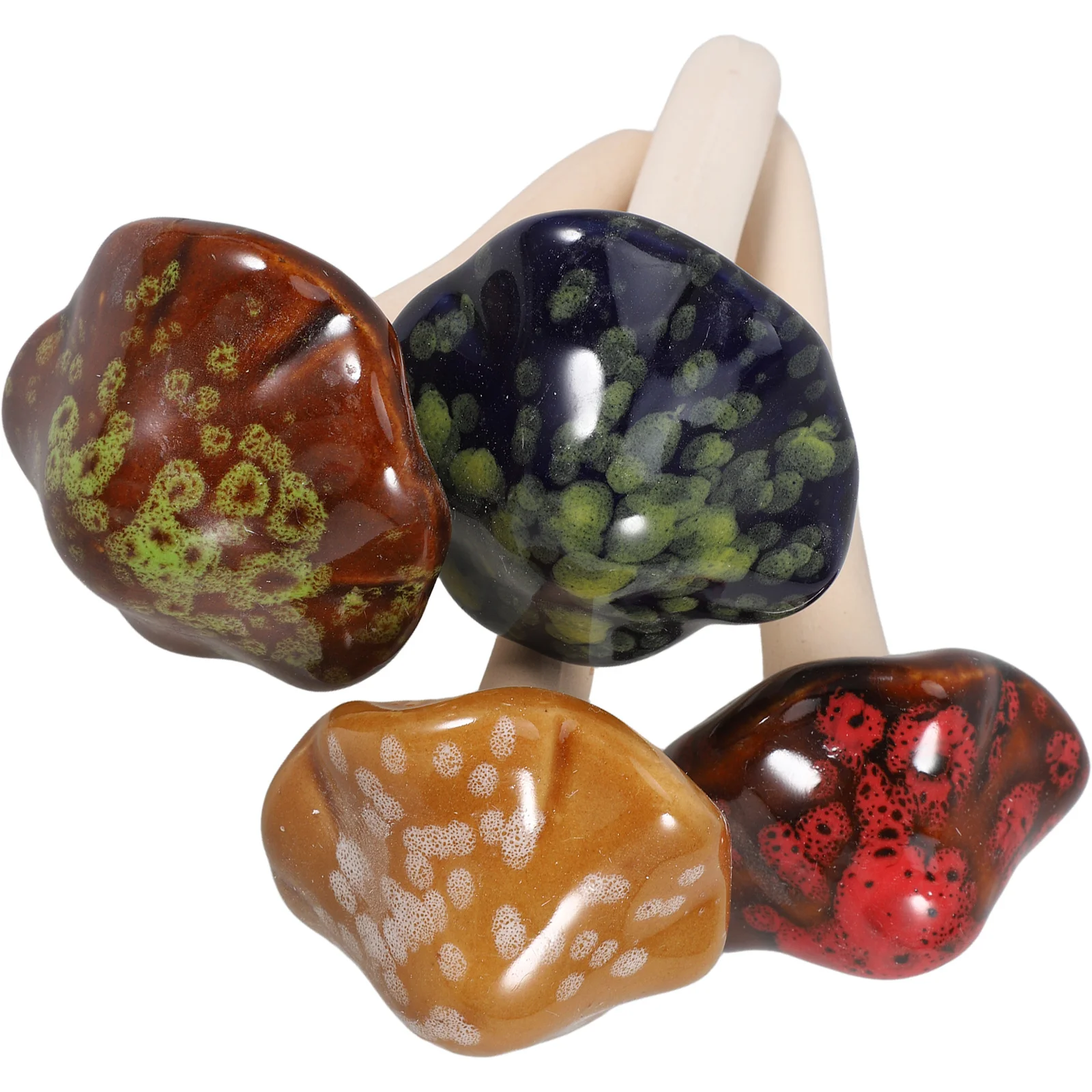 

4Pcs Vibrant Ceramic Mushroom Pots Waterproof Unique Design for Garden Patio Yard Decorative Stakes Mushroom Planter
