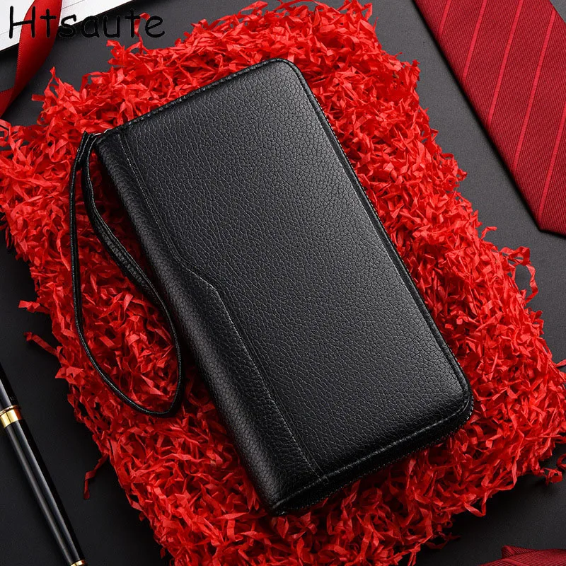 Carteras Vintage para hombre, bolso largo de cuero PU, tarjeteros de mano cerrados con cremallera, cartera práctica duradera de alta calidad