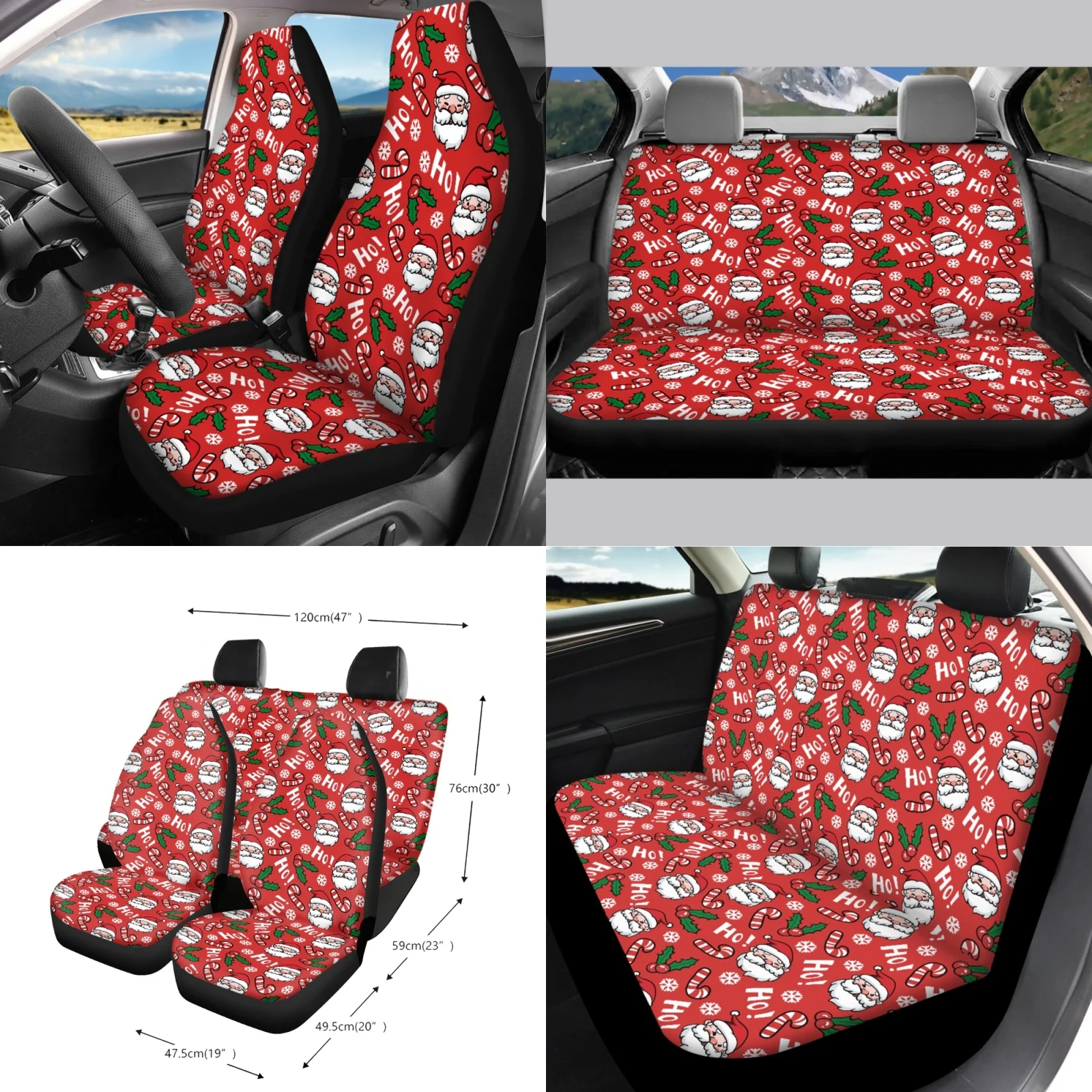 Coloranimal Christmas Santa Set of 15 with Utility Car Trash Can and Key Fob for Car Interior