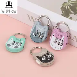 Cute Cat Luggage Padlock Suitcase Backpack Password Lock Cartoon Mini Keyed Padlock Journal Notebook Handbag Code Locks