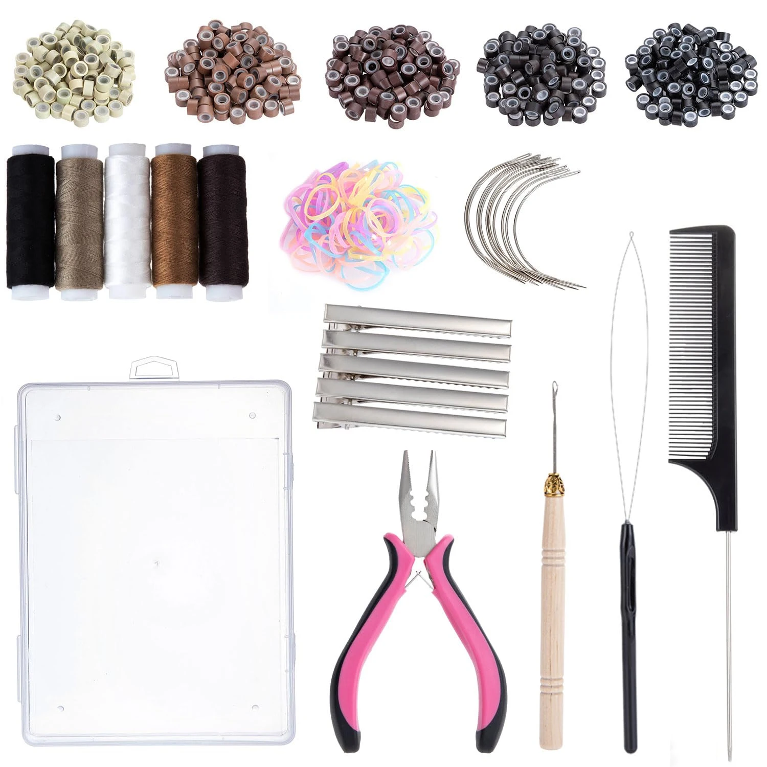 Hair Extension Toolkit Collection with Silicone Lined Ring Beads