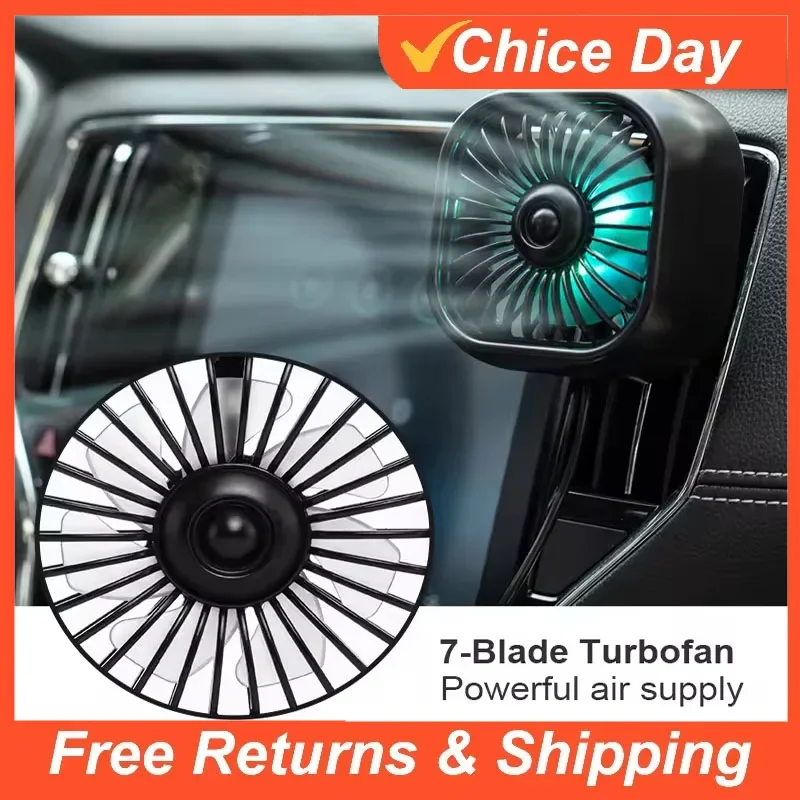 USB Car Electric Fan Mini Auto Creative Lighting Fan for Air Outlet Square Vehicle Cooling Ventilator Coolness Car Amagi