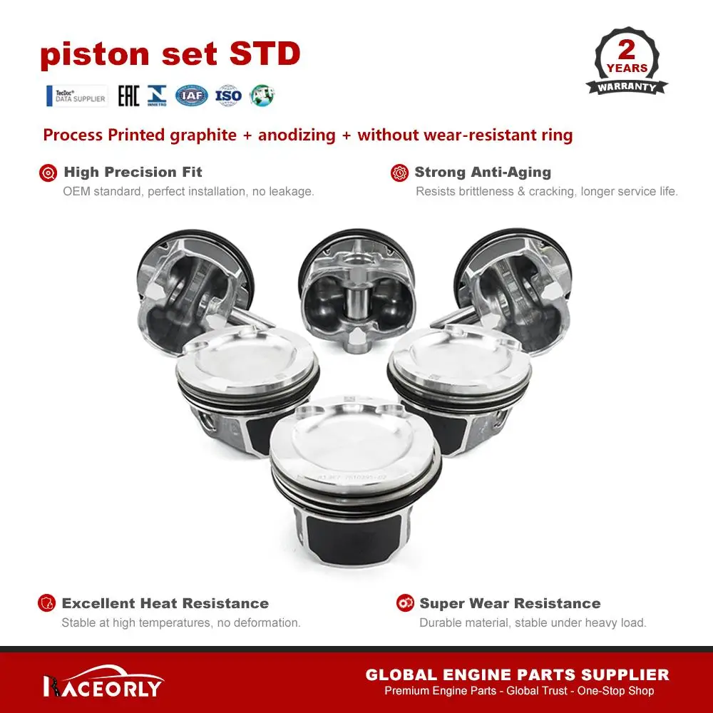 For RACEORLY 11257610295 11257577581 84mm STD Piston Kit for BMW N54 B30 Z4 E89 3.0T Anodized Graphite Coating