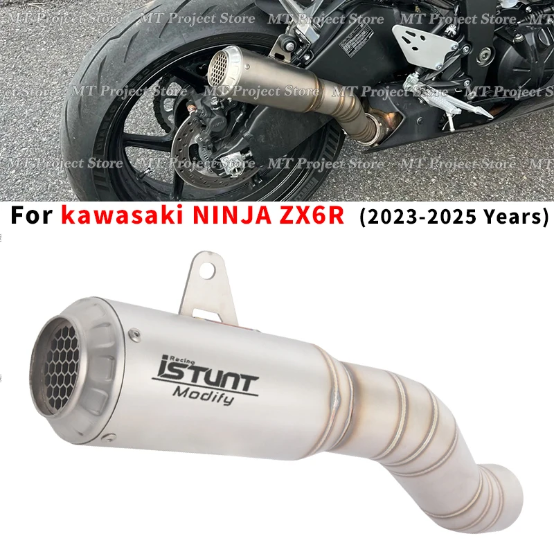 

Motorcycle Exhaust System Escape Connecting Middle Link Pipe Stainless Muffler Slip On For Kawasaki ZX6R ZX-6R ZX 6R 2023 - 2025