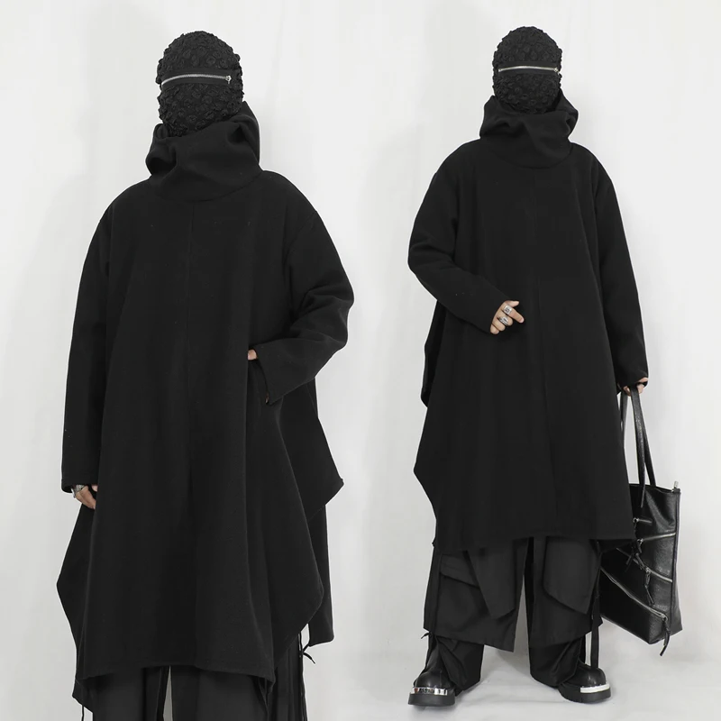 Winter Dark Wear Style Clothes Pullover Woolen Coat Outerwear Series Niche Yamamoto Long Loose Hooded Cape