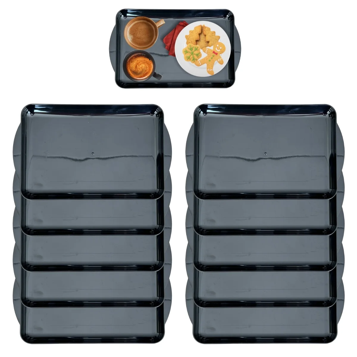 10 Trays Travessa Restaurant Japanese Oriental Black 33cm