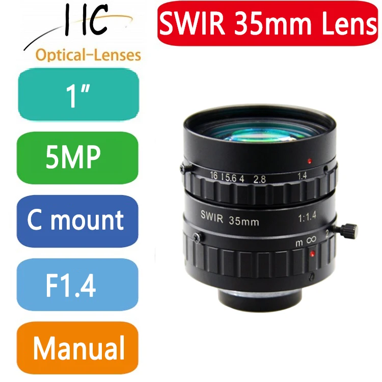 

3514SWIR 5,0 мегапикселей SWIR C-Mount 35 мм 1 "FA/объективы машинного зрения с фиксированным фокусным расстоянием F1.4 с ручной диафрагмой 900-1700 нм