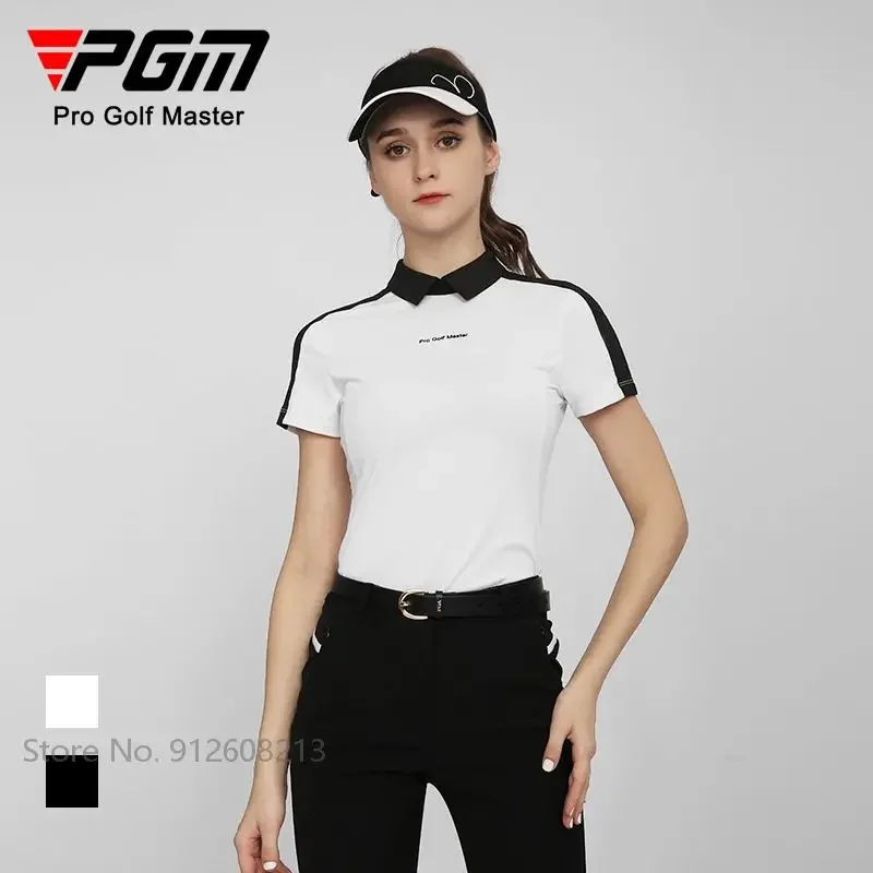 PGM Women\'s Clothing Summer Golf Sports T-shirts Ladies Short-sleeved Polo Shirt Breathable Quick-dry Tops Slim Leisure Wear