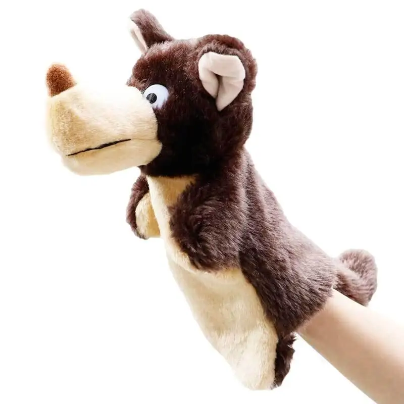 24BE Wolf Hand Puppet for Kids Plush Puppet Toy for Storytelling and Role-Play