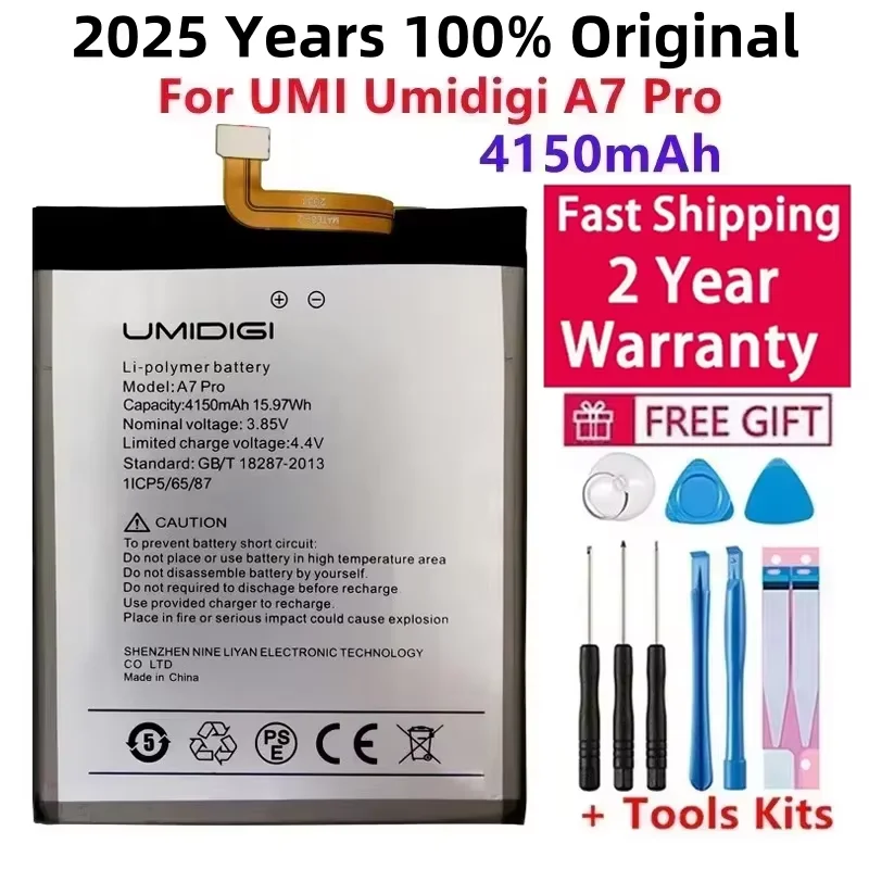 

2025 Years High Quality 100% Original 4150mAh Battery For UMI Umidigi A7 Pro A7Pro Mobile Phone Bateria Batteries Fast Shipping