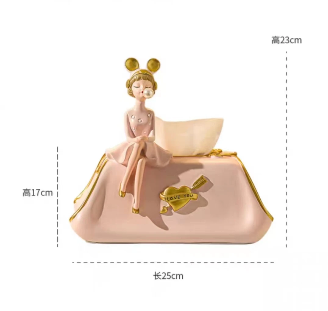 Luxury Tissue Box Resin Girl Napkin Holder Princess Dress Tissue Case Korean  Room Decor Nordic Korean Table Tissue Box Holder