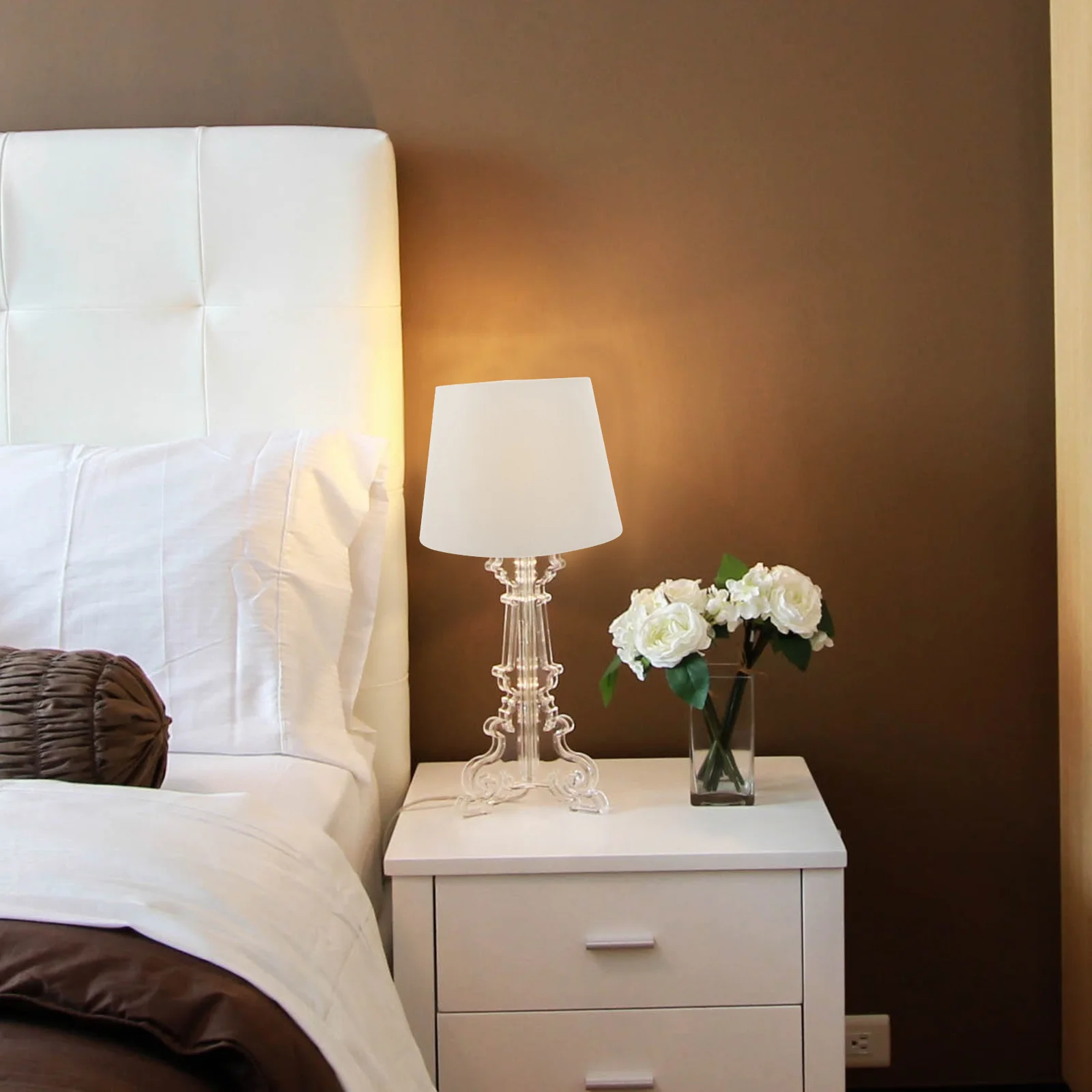 

Fabric Lampshade Smooth Touch Comfortable Interior Simple Structure Desk Lamp Shade Replacement Table Floor Cover