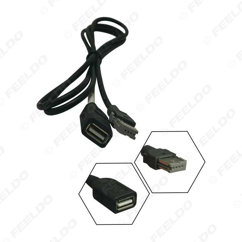3Pcs Car Auto 4Pin Big Screen Changer USB Cable For KIA K2/K3/KX5 Hyundai Mistra/Elantra/Tucson Audio USB Plug Adapter