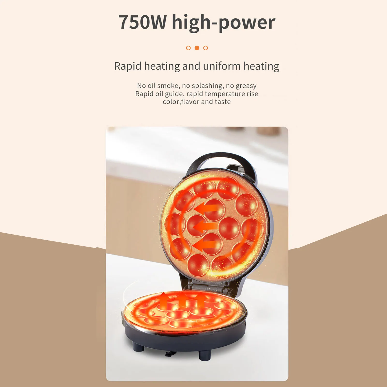 Electric Takoyaki Maker, 750W Aluminum Takoyaki Maker, 14 Holes Electric Japanese Octopus Ball Maker for Home Breakfast