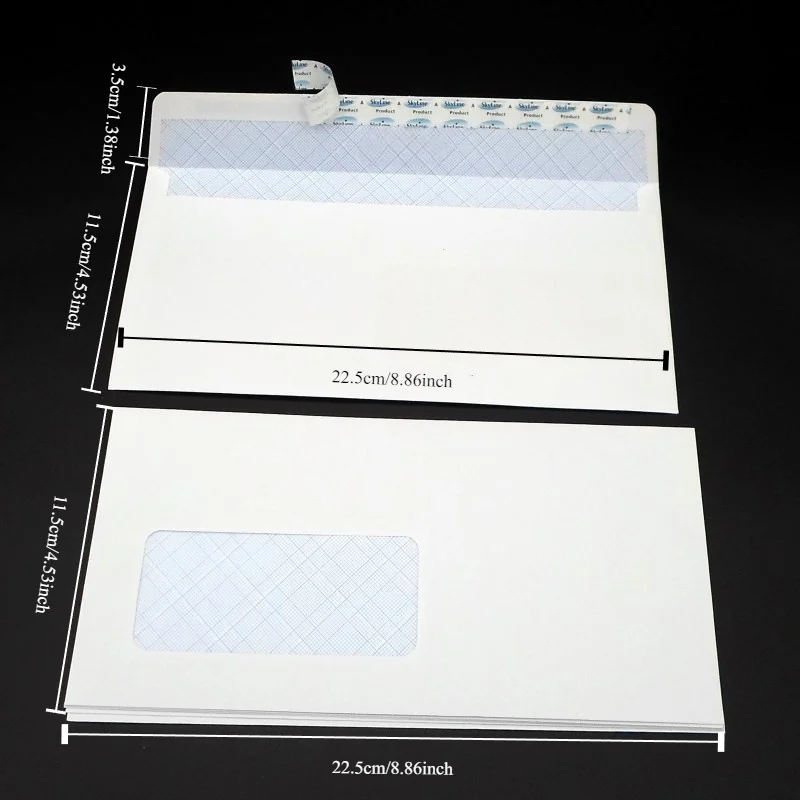 50Pcs 8.86x4.53 Inch Invitation Envelopes, Self Seal White Envelopes with Window & Plain Styles for Wedding Party