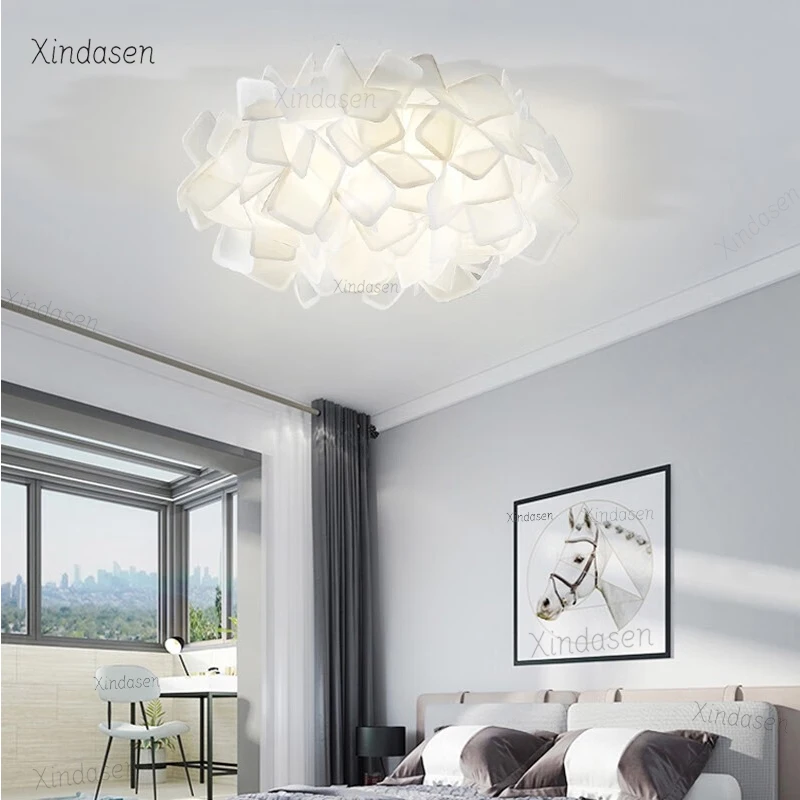 الحديثة زهرة بيضاء الثريات LED أضواء السقف سحابة البتلة ديكور الأطفال الفتيات غرفة نوم غرفة المعيشة الثريا مصباح السقف