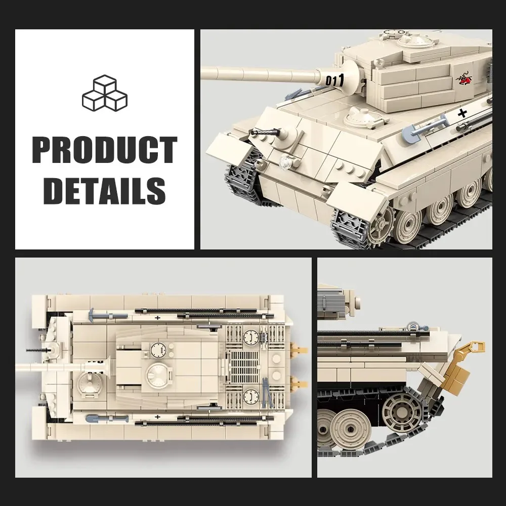 キングタイガー戦車モデルビルディングブロック、moc、ww2ミリタリー、軍隊の武器のレンガ、机の装飾、子供向けの組み立ておもちゃ、ギフト