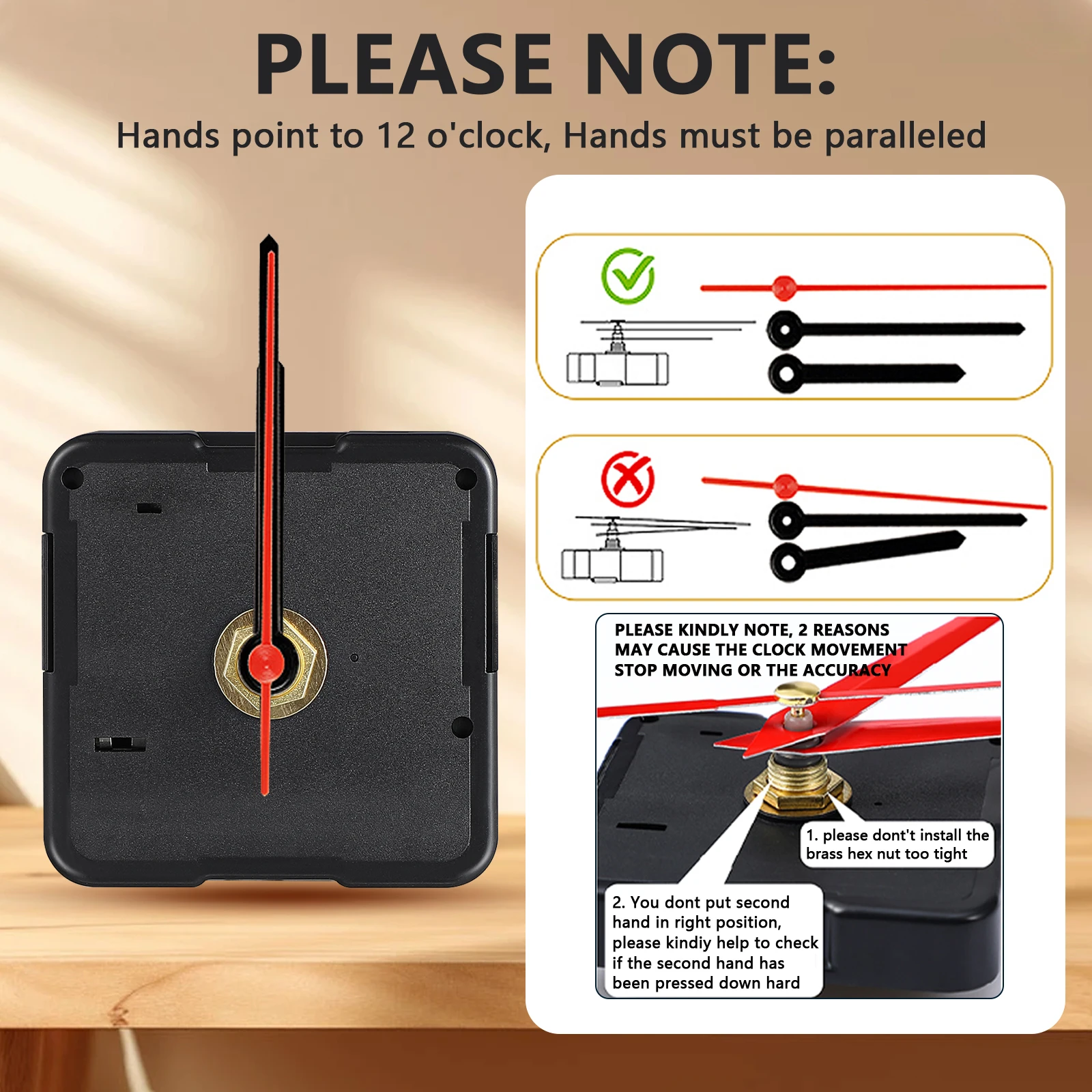 

Quartz Movement Replacement Wall Clock Mechanism ABS Material Durable DIY 3D Wall Clock Repair Part Water Resistant