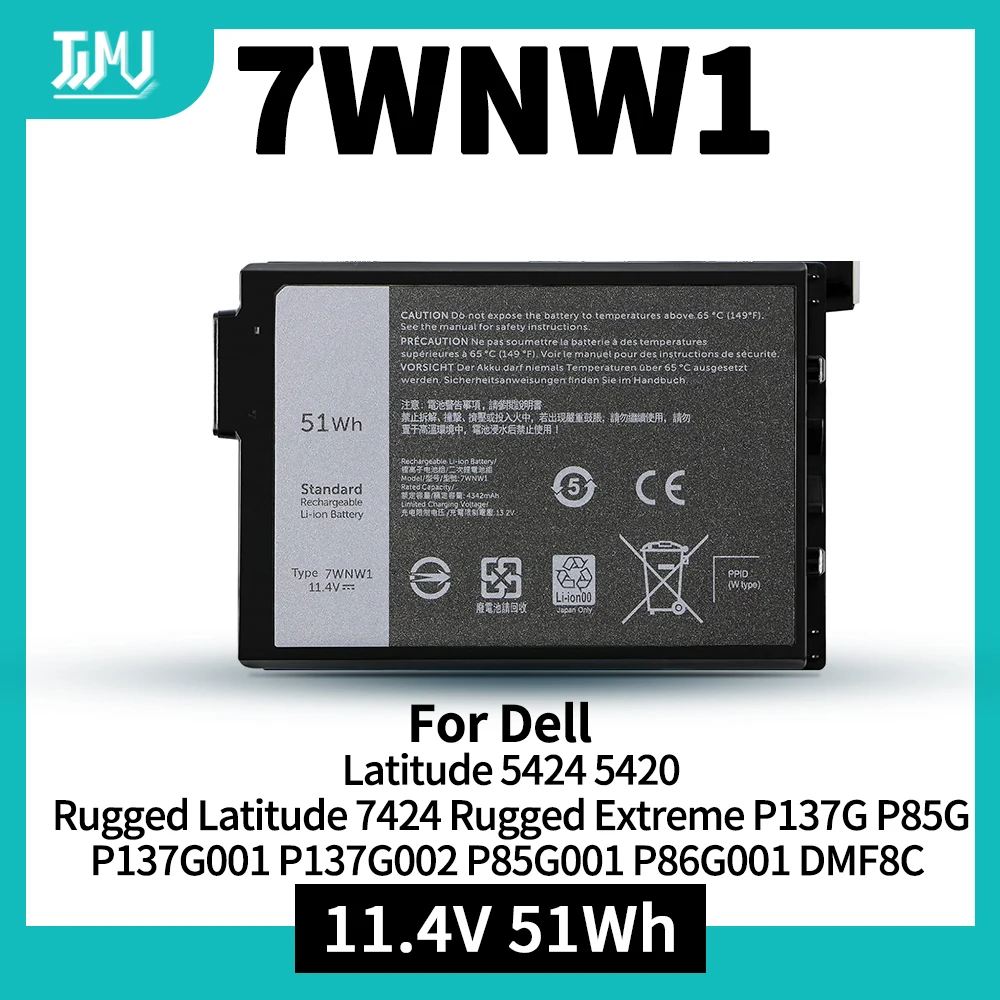 7WNW1 Laptop Battery for Dell Latitude 5424 5420 Rugged Latitude 7424 Rugged Extreme P137G P85G P86G P137G001 P137G002 P85G001