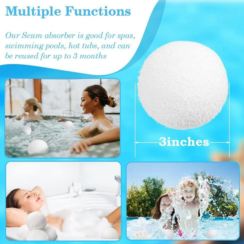 Reusable Oil-Absorbing Sponge Ball Washable Sponge Ball Floating Pool Filter Sponge Ball