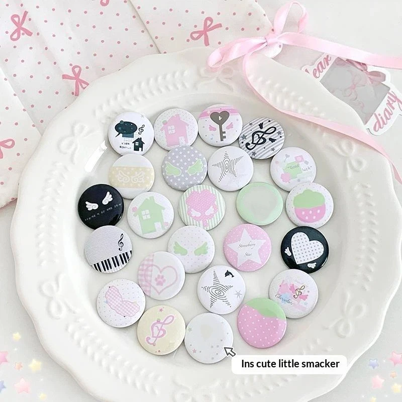 6 PCS Cute Kawaii Pastel Cartoon Button Badges With Lovely Patterns For Backpack Decoration DIY Gifts For Girls
