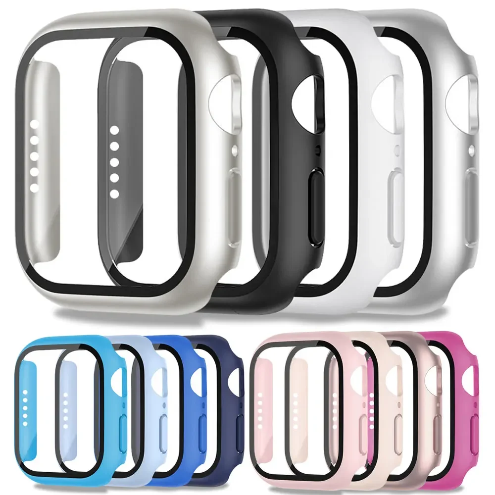 4PCS Tempered Glass Cover for Apple Watch Case 45mm 41mm 44mm 40mm 42mm Screen Protector iWatch serie 9 4 5 6 SE 7 8 Accessories