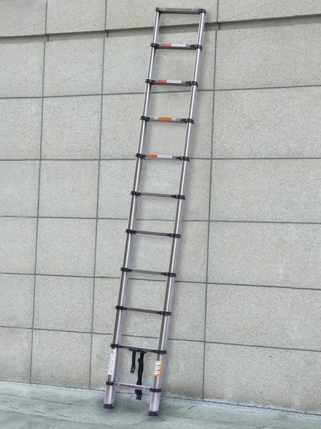 4,4 m / 5 m telescopische verlengladder met 2 afneembare haken, stevig roestvrij staal EN131 standaard, draagvermogen 150 kg - afbeelding 2