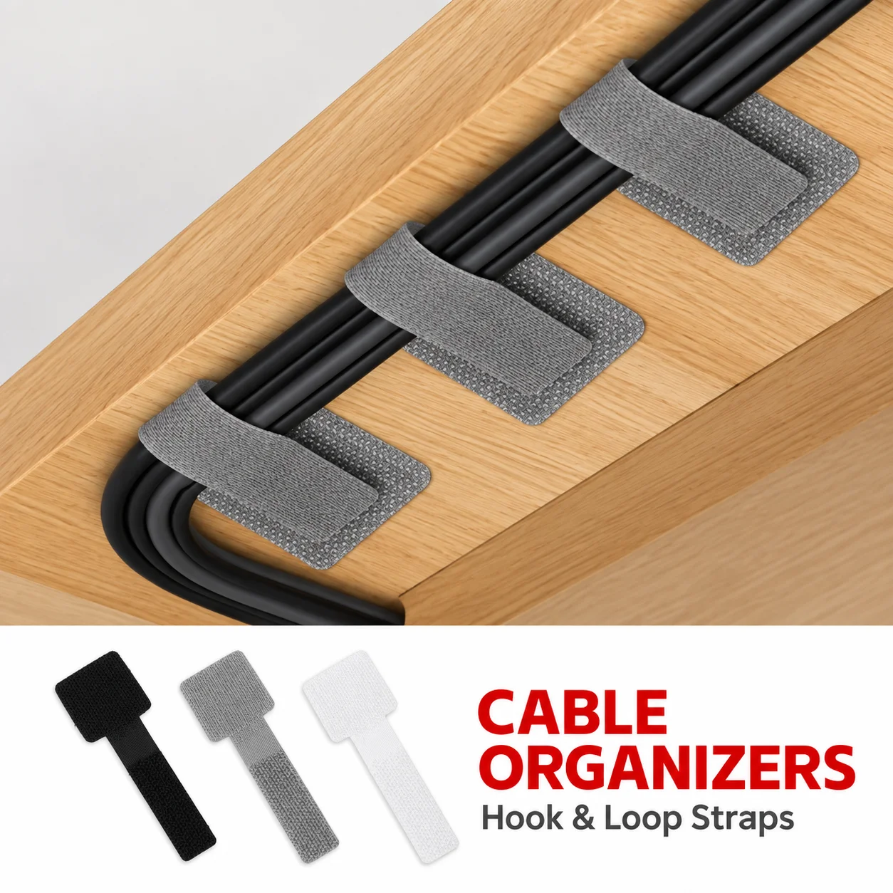 10/20PCS Self Adhesive Reusable Cable Ties Hook Loop Cord Organizer Straps for Desk USB Charging Wire Home Office Management Kit