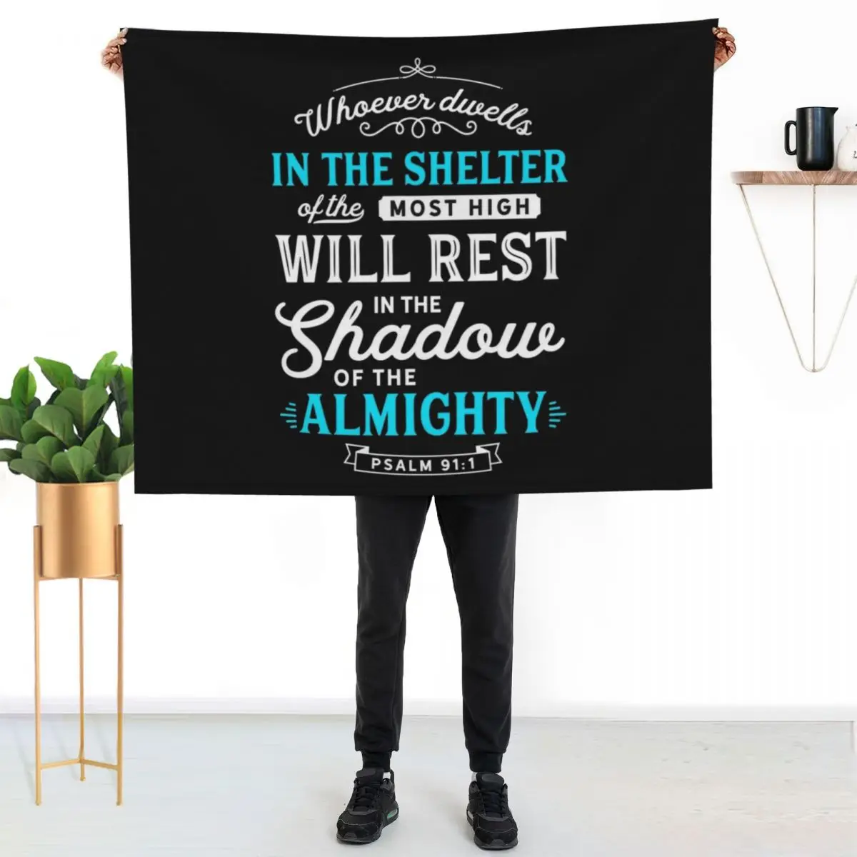 

Psalm 91 Bible Verse Quote Almighty Protection Refuge Art Throw Blanket Warm Throw Blanket Gift for Anniversary