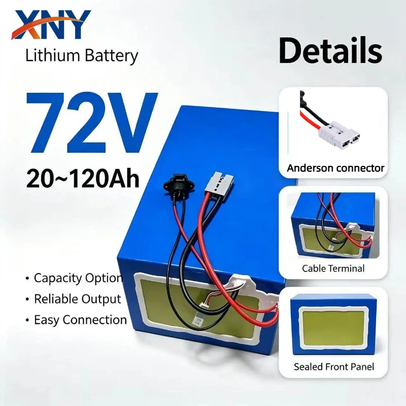 XNY 72V High Capacity Lithium Battery Pack 40Ah-100Ah with Bluetooth BMS for Scooter/Motorcycle 3000W-8000W Power System