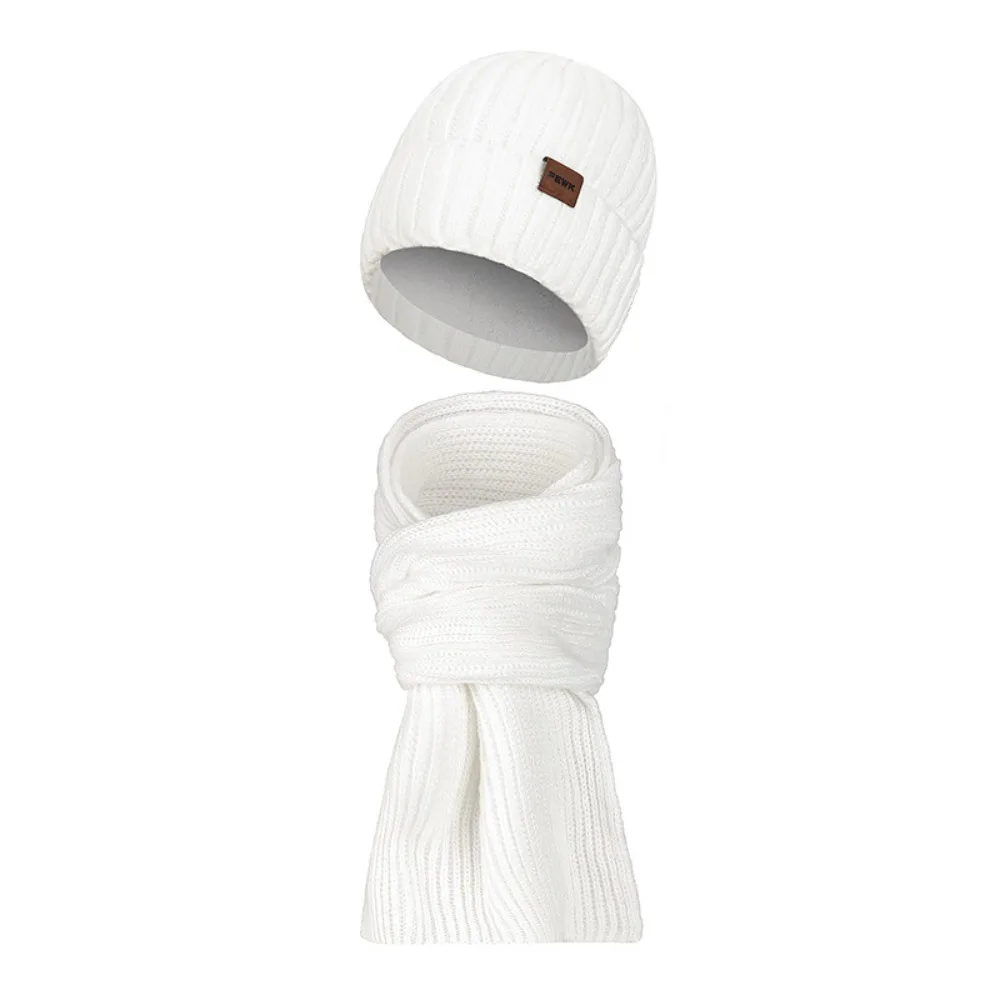 New Thickened Velvet Beanie Hat Soft Ear Protection Windproof Hat Scarf Winter Warm Knitted Cap and Scarf Set Autumn Winter