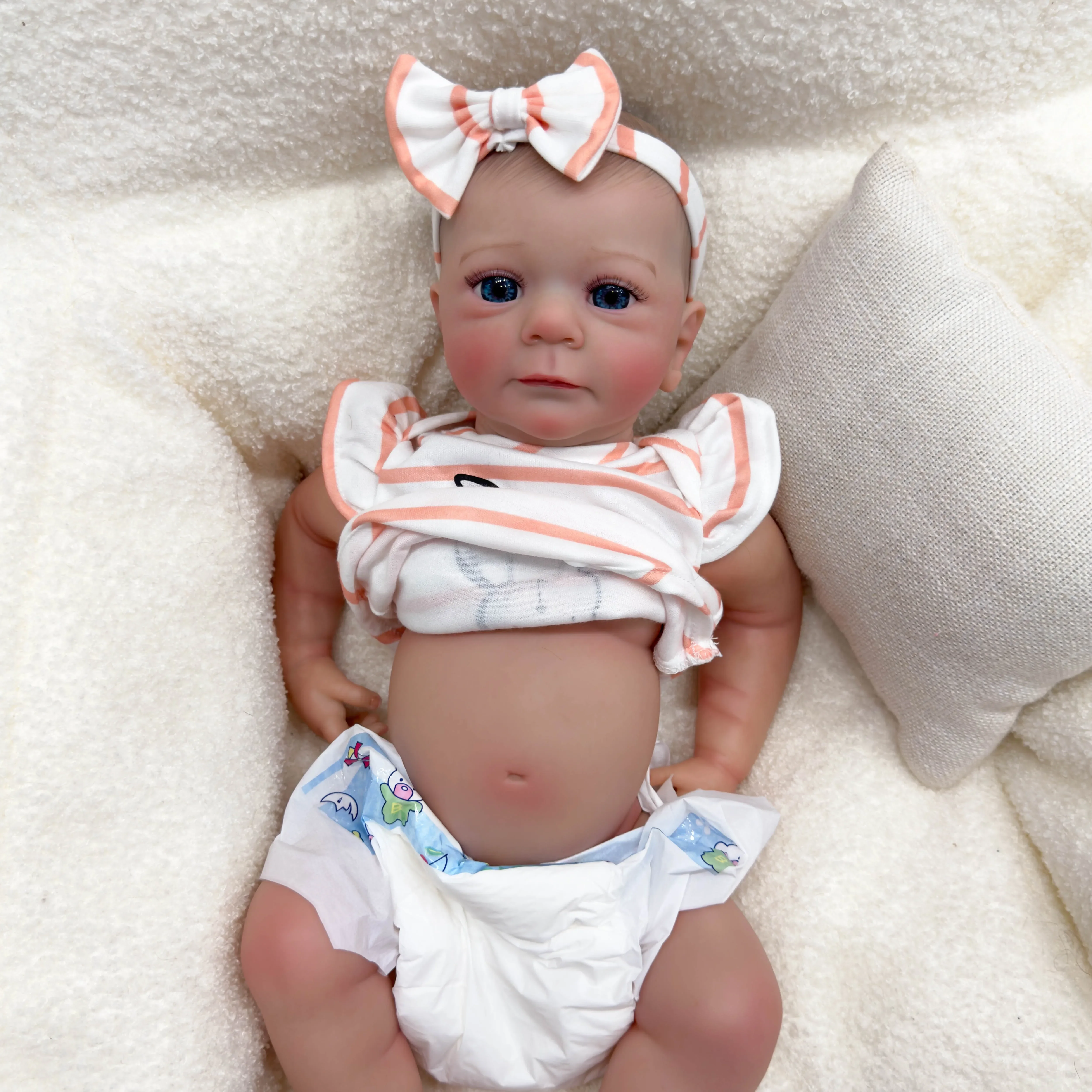 

NPK 19inch Felicia Newborn Baby Full Body Lifelike Doll Awake Reborn Baby Size 3D Skin Visible Veins Collectible Art Doll