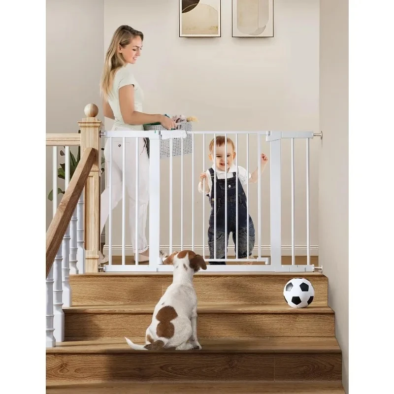 

30" Tall Baby Gate for Stairs Doorways, Fits Openings 29.5" to 46" Wide, Auto Close Extra Wide Dog Gate for House